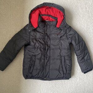 Calvin Klein Jeans Hooded Puffer Winter Jacket/coat Gray Red Lined Hooded